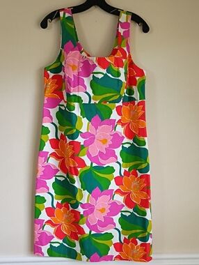 Boden Multicolor Floral Print Dress - White, Green, Teal & Orange Size 12L